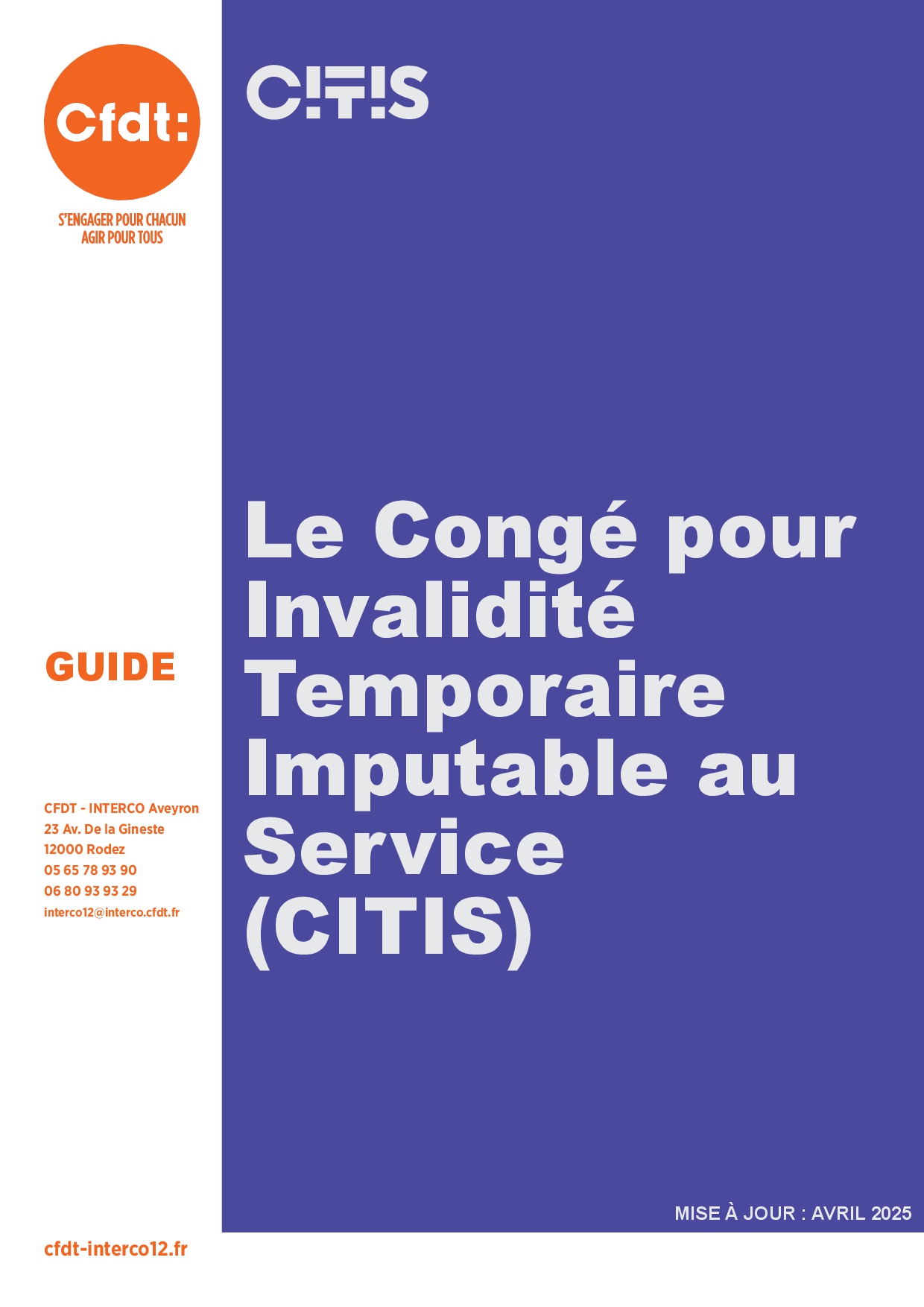 Le Congé pour Invalidité Temporaire Imputable au Service (CITIS)