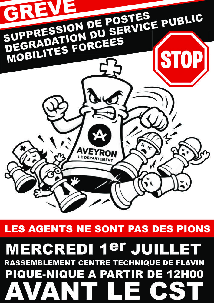 L’intersyndicale appelle à la grève au Conseil départemental de l’Aveyron le 1er juillet 2026