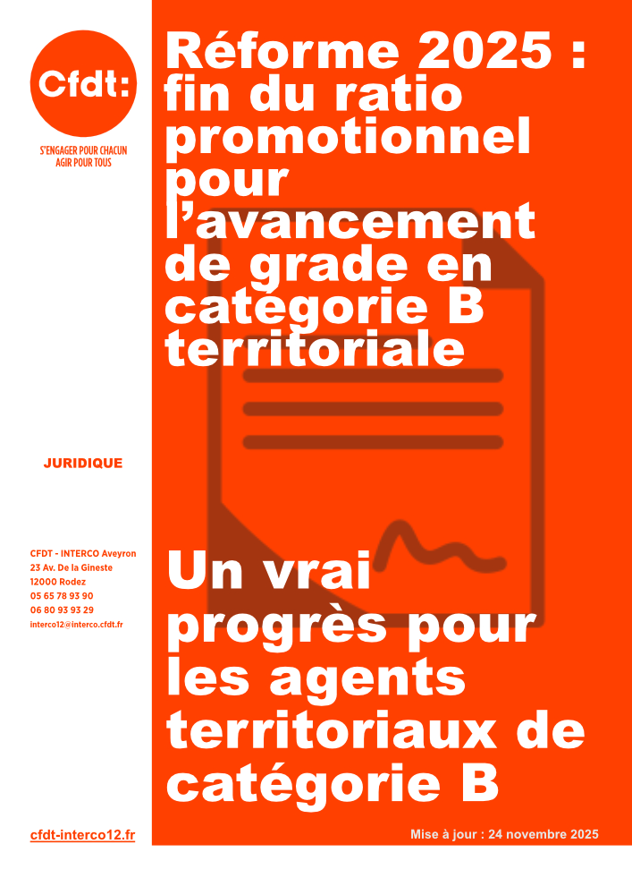 Réforme 2025&nbsp;: fin du ratio promotionnel pour l’avancement de grade en catégorie B territoriale